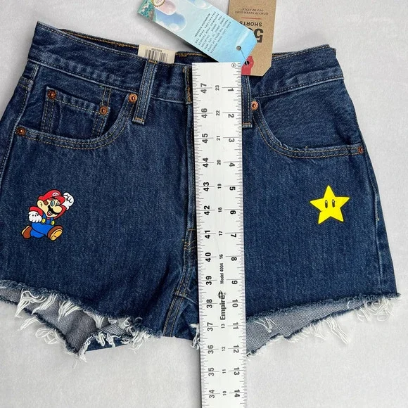 Levi's x Super Mario Women's 501 High Rise Shorts Size 24 - Picture 7 of 8